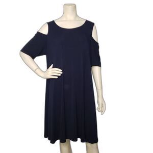 PHILOSOPHY Cold Shoulder Navy Blue Trapeze Dress Plus Size 1X